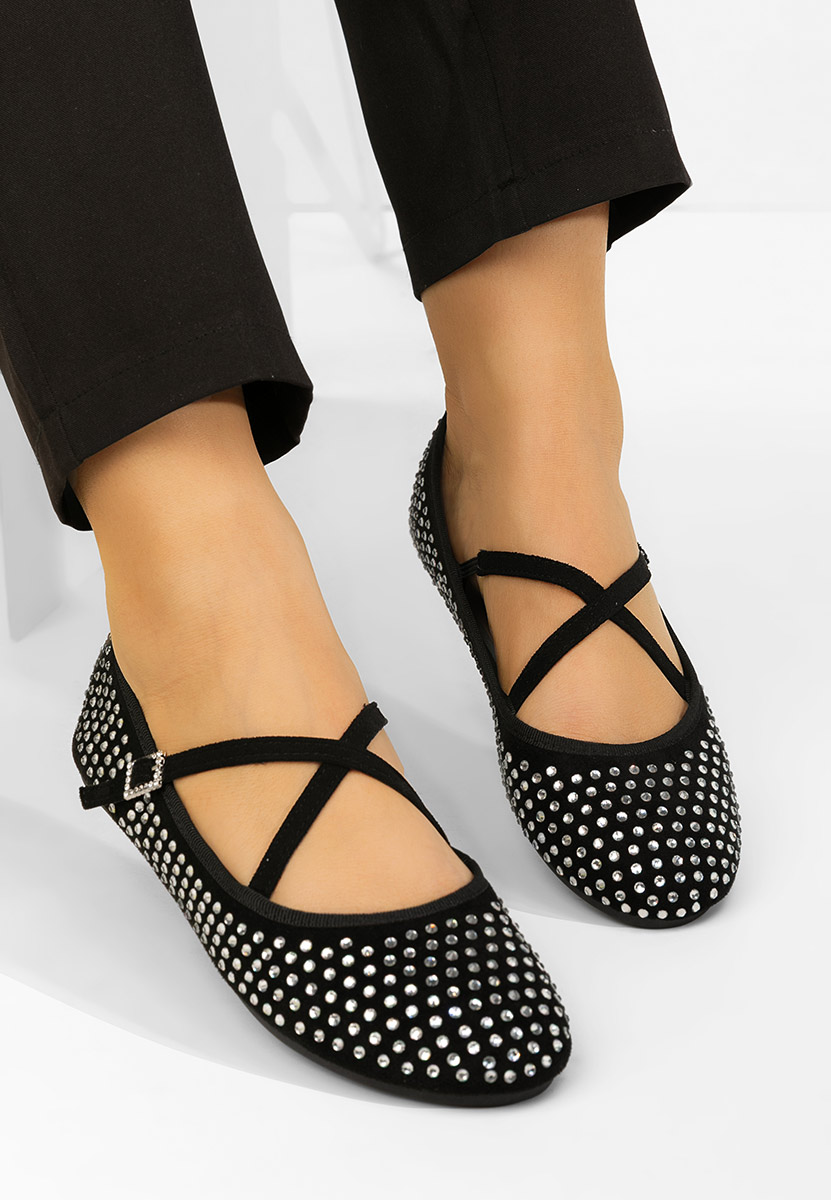 Karemy fekete pántos balerina cipő