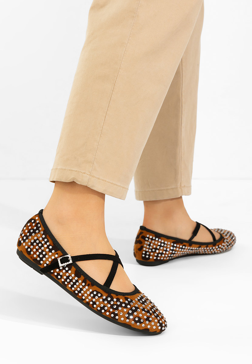 Karemy leopárdmintás pántos balerina cipő
