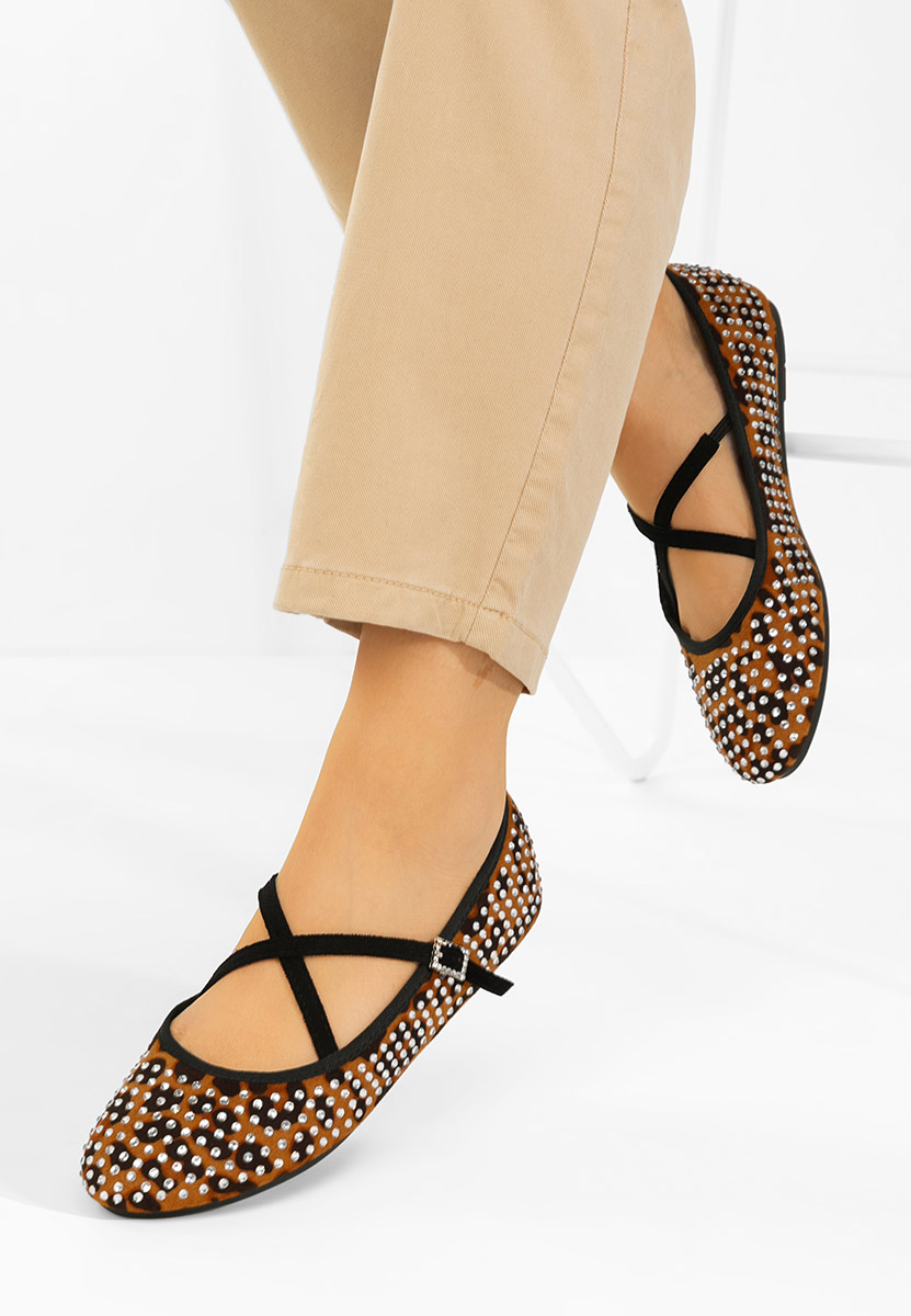 Karemy leopárdmintás pántos balerina cipő