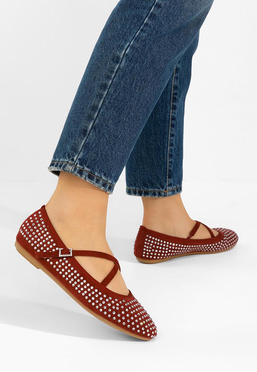 Karemy borvörös pántos balerina cipő