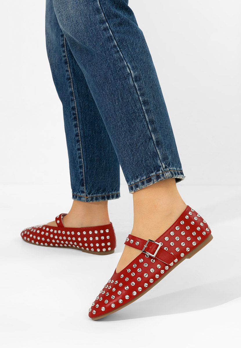 Karem borvörös pántos balerina cipő