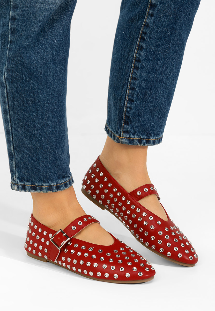 Karem borvörös pántos balerina cipő