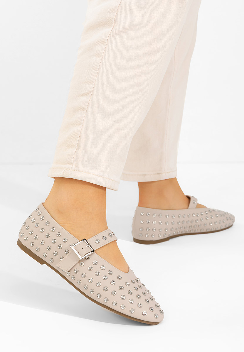 Karem bézs pántos balerina cipő