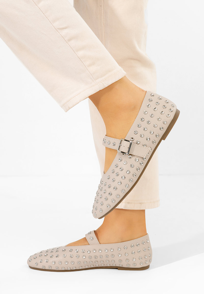 Karem bézs pántos balerina cipő
