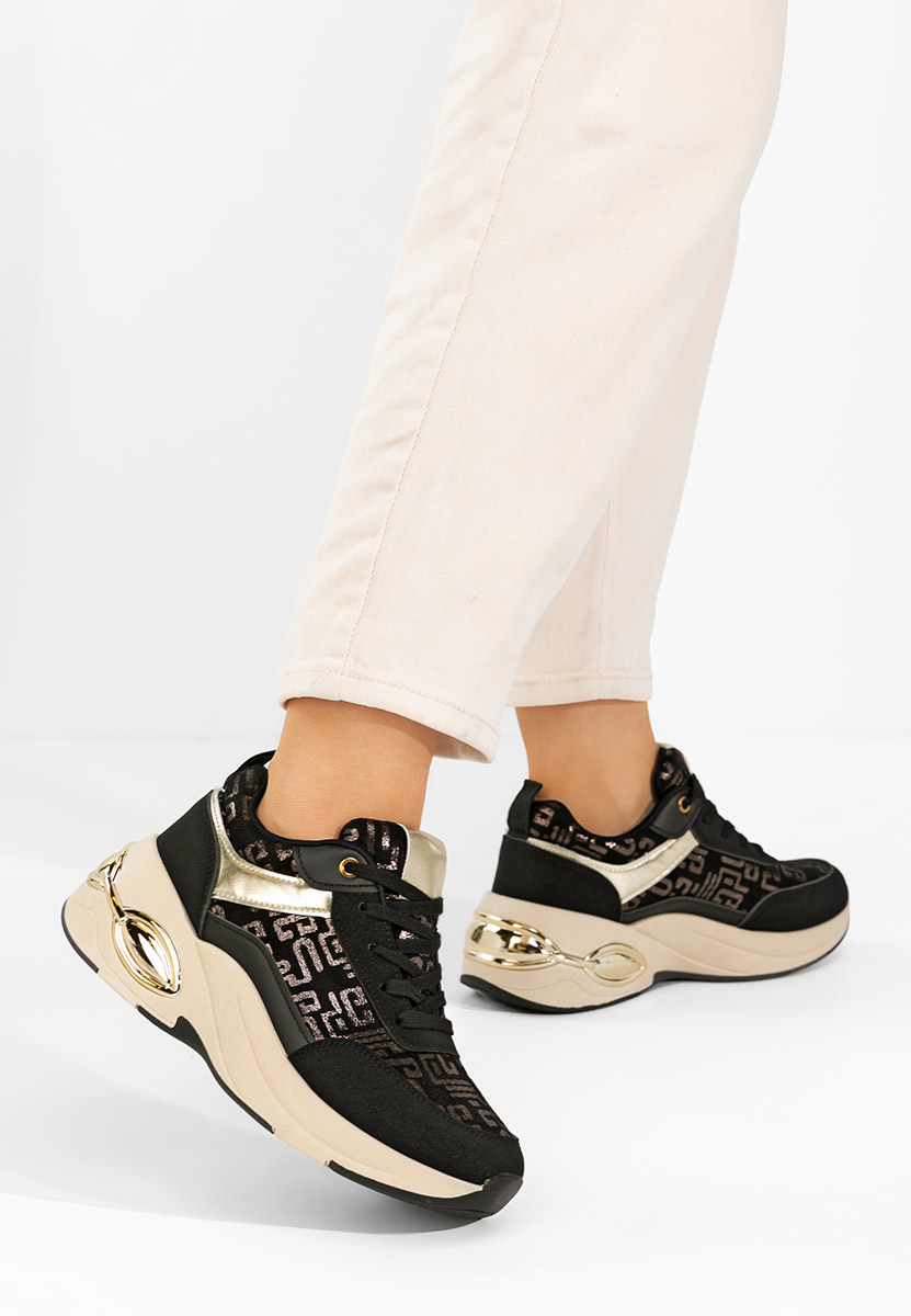 Nezela fekete platform sneaker cipő 