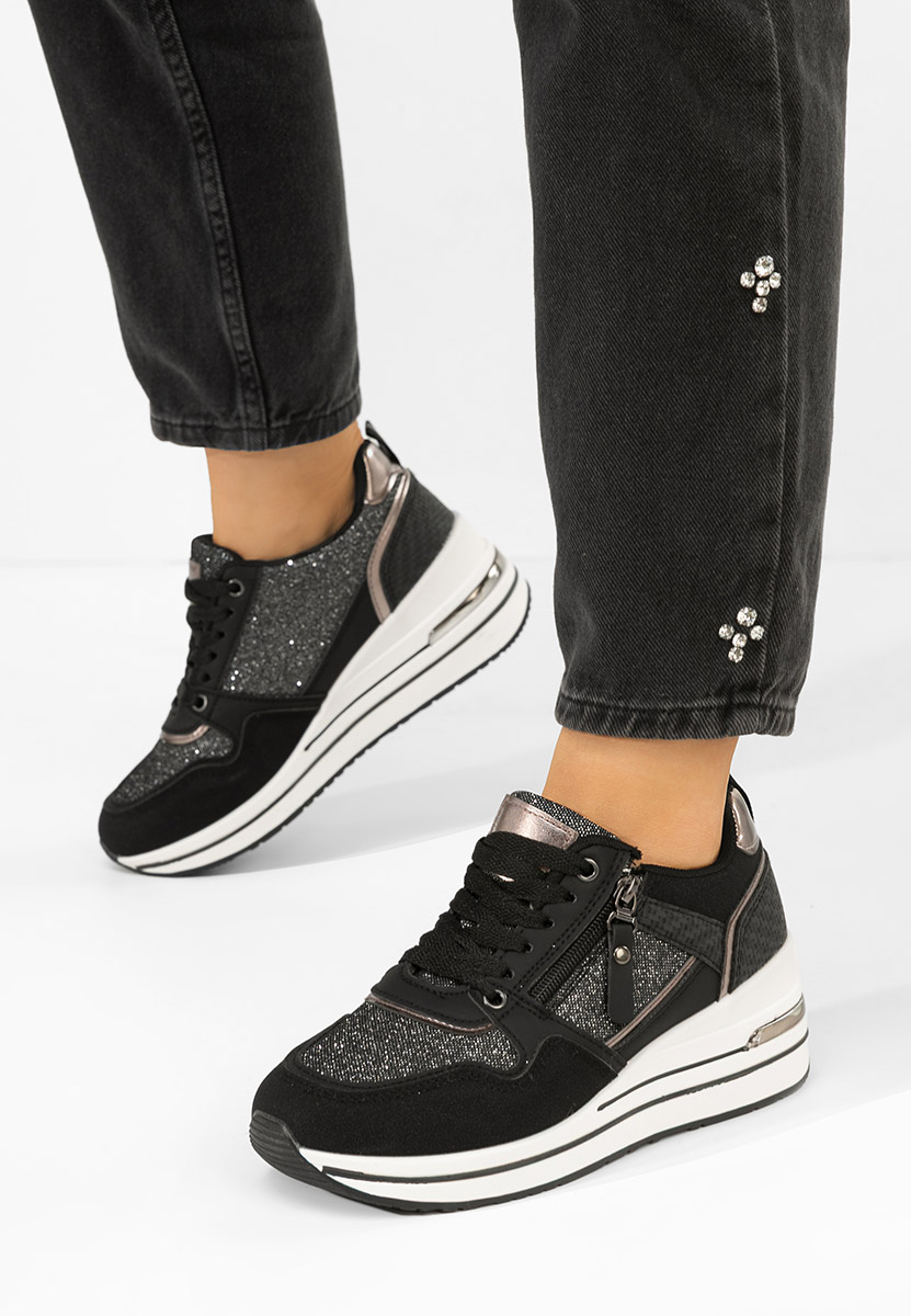 Snuvira fekete platform sneaker cipő 