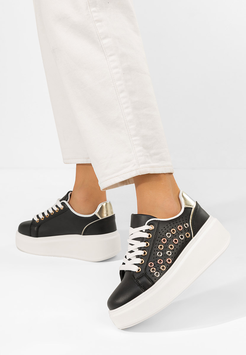 Charolette fekete telitalpú platform sneaker