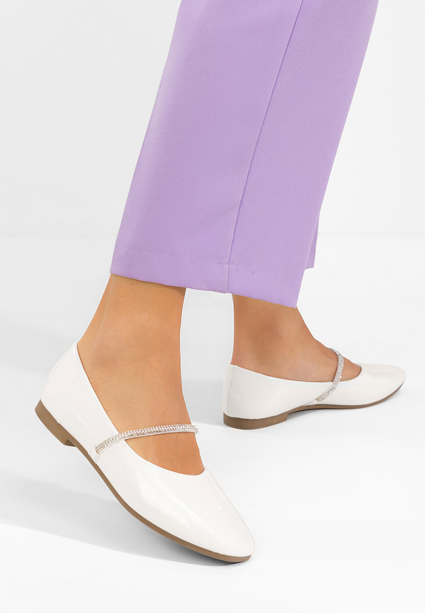 Elissea fehér pántos balerina cipő