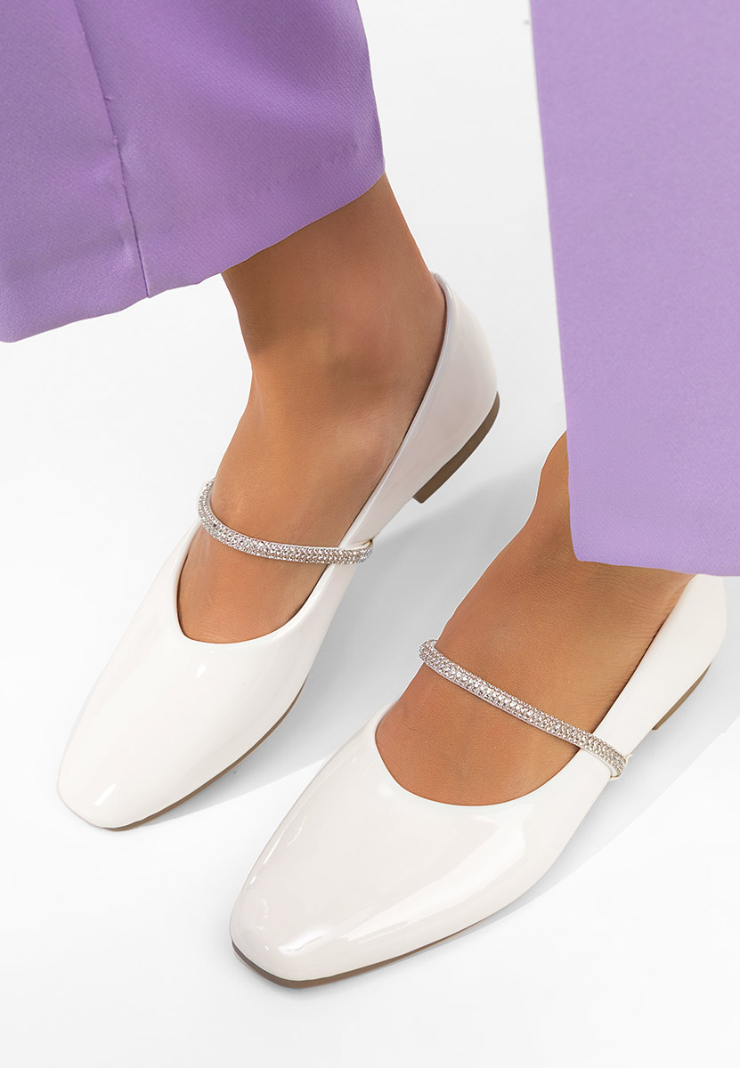 Elissea fehér pántos balerina cipő