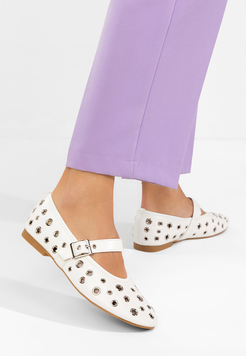 Fionia fehér pántos balerina cipő