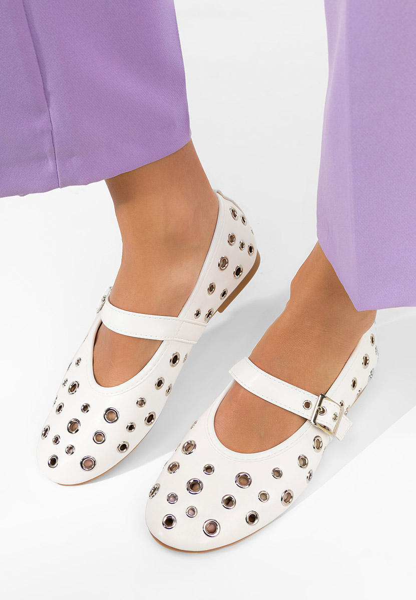 Fionia fehér pántos balerina cipő