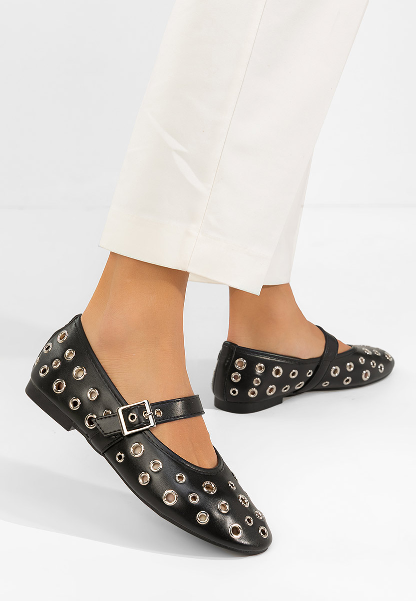 Fionia fekete pántos balerina cipő