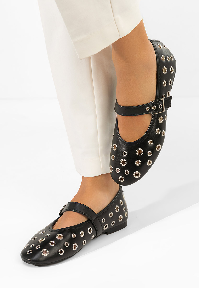 Fionia fekete pántos balerina cipő