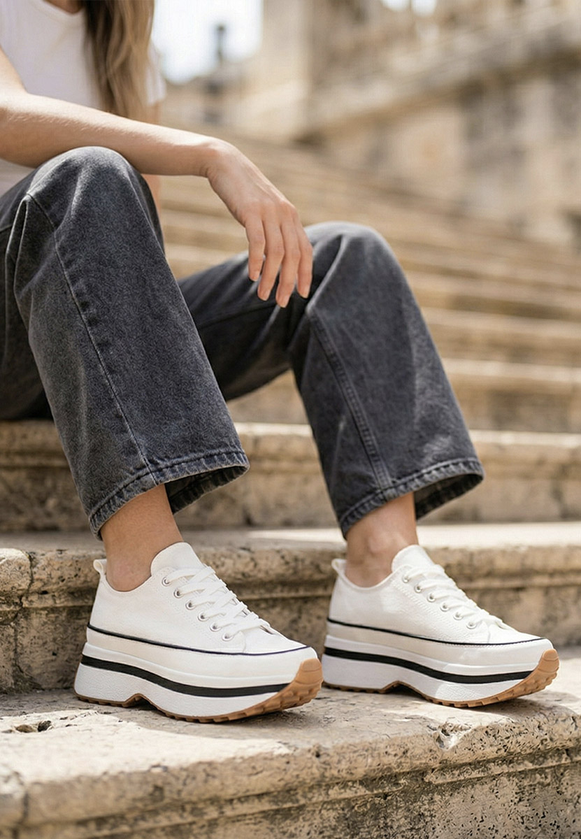 Cathleen fehér platform teniszcipő