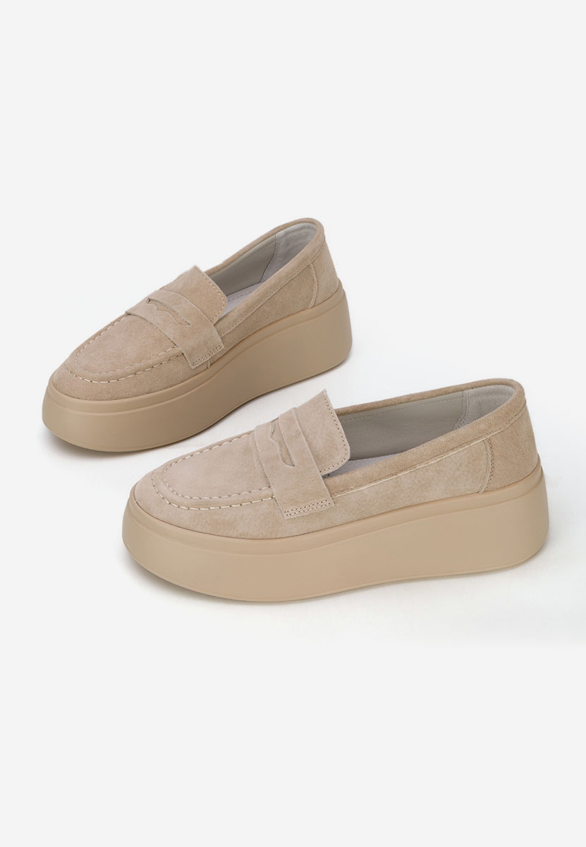 Enissea bézs női bőr mokaszin