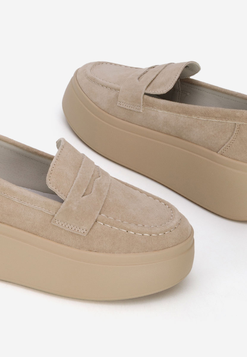 Enissea bézs női bőr mokaszin