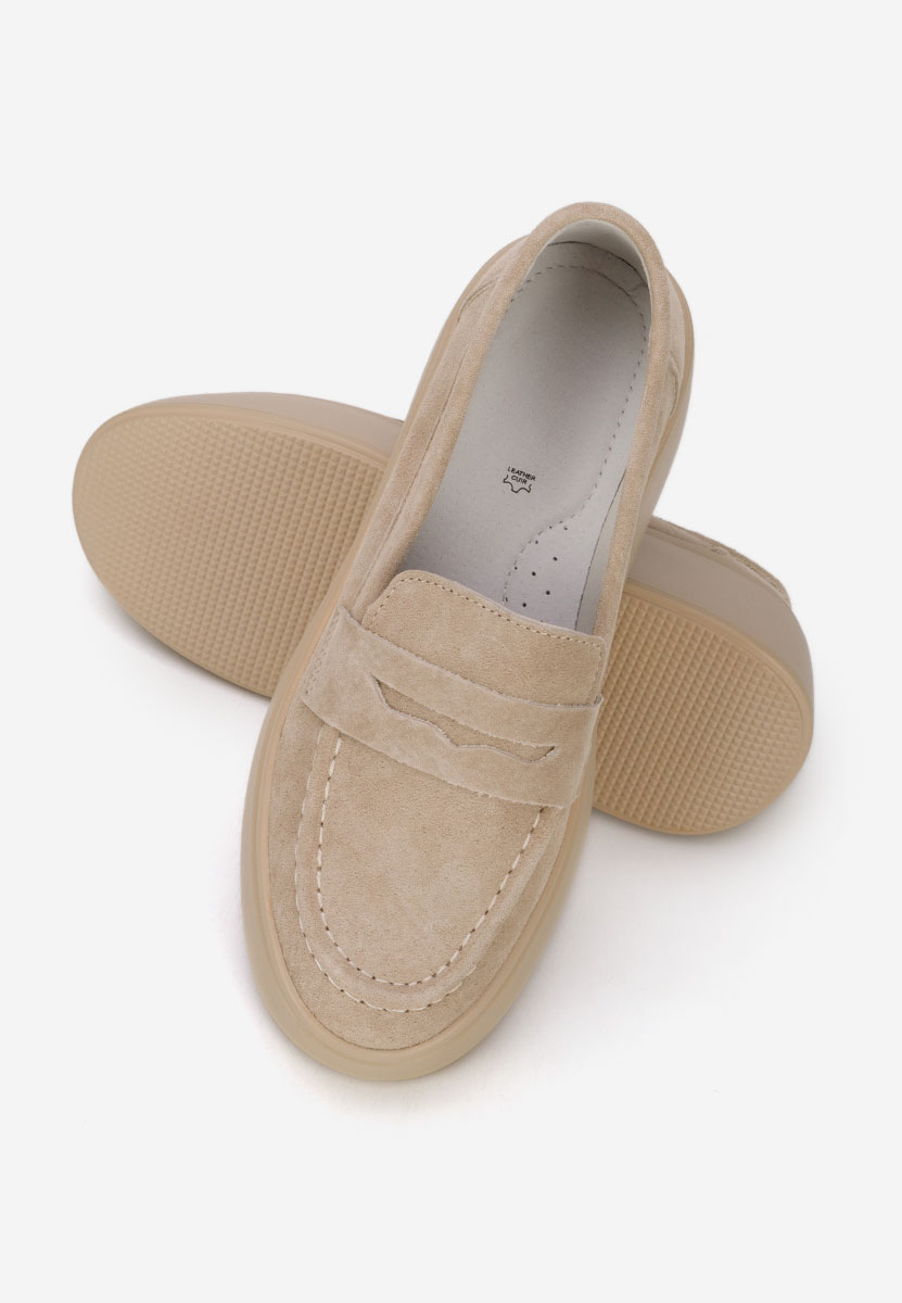 Enissea bézs női bőr mokaszin