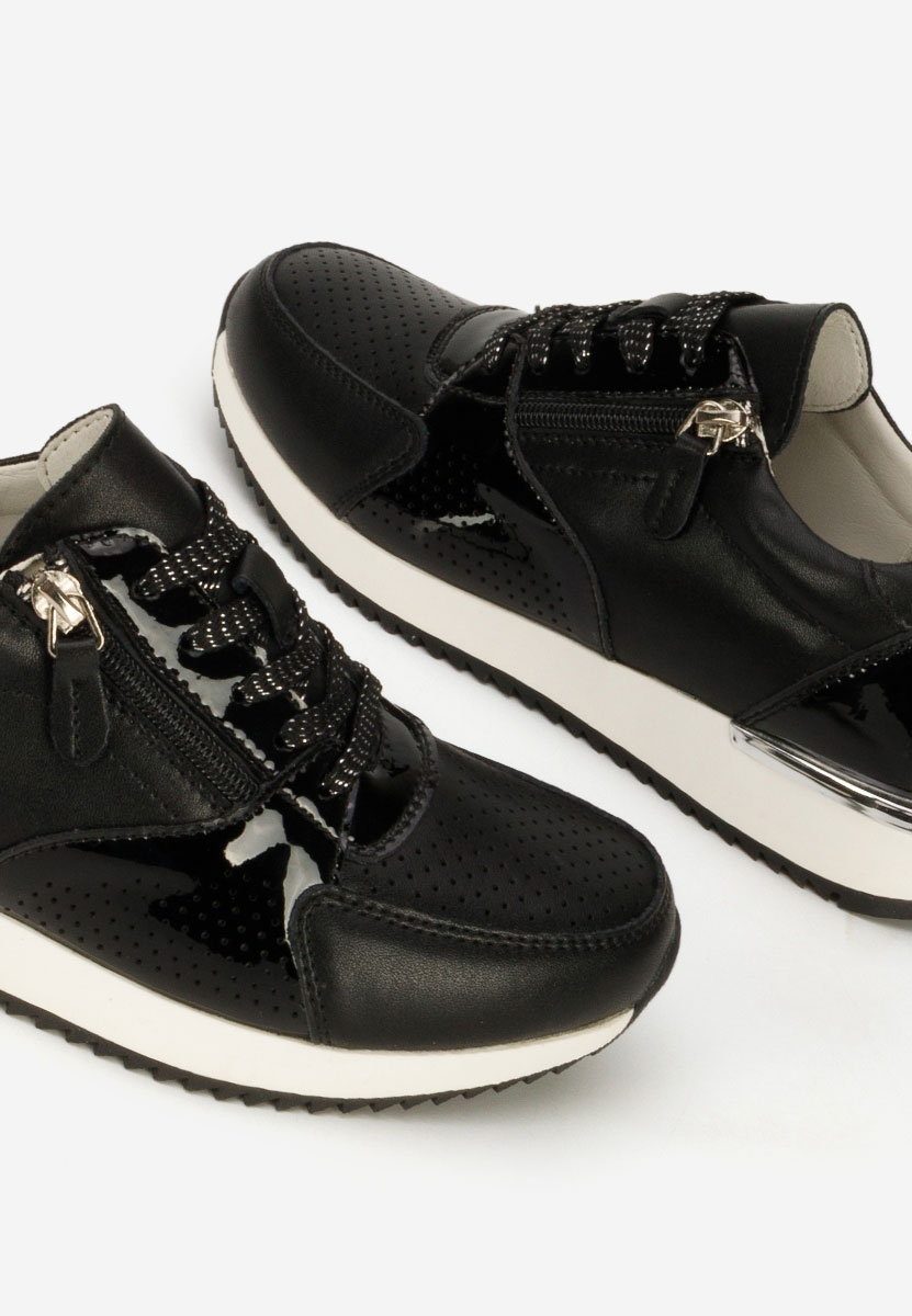 Eniliana fekete női bőr sneaker