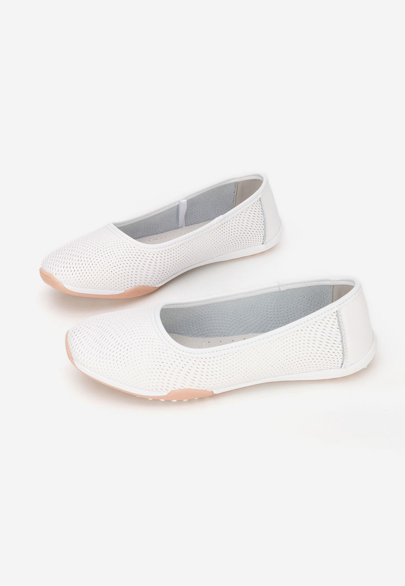 Sindia fehér bőr balerina cipő