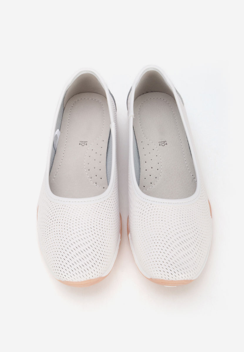 Sindia fehér bőr balerina cipő