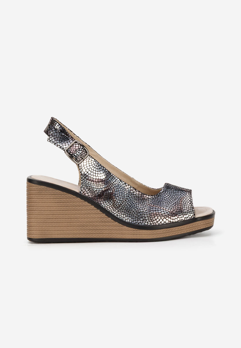 Samiria fekete bőr platform szandál