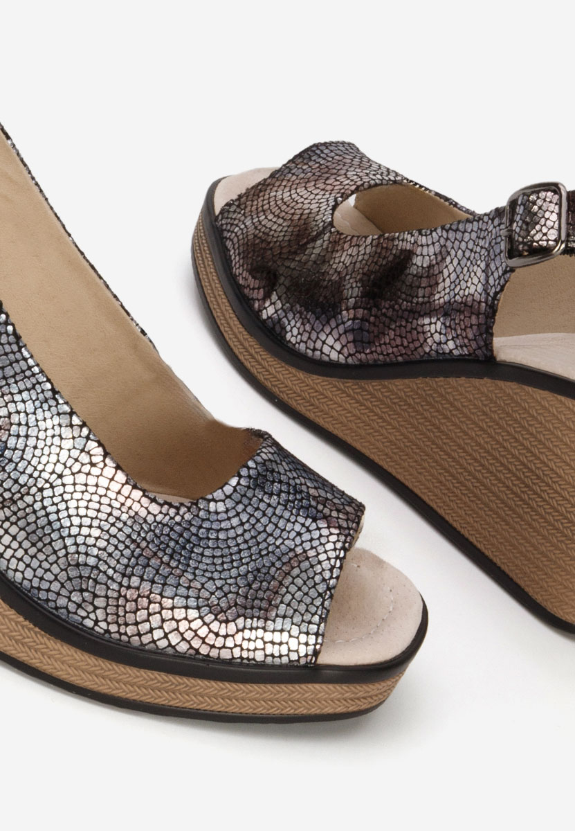 Samiria fekete bőr platform szandál