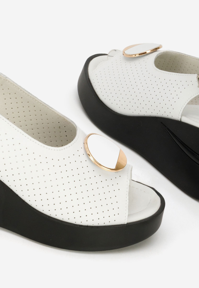 Zinalia fehér bőr platform szandál