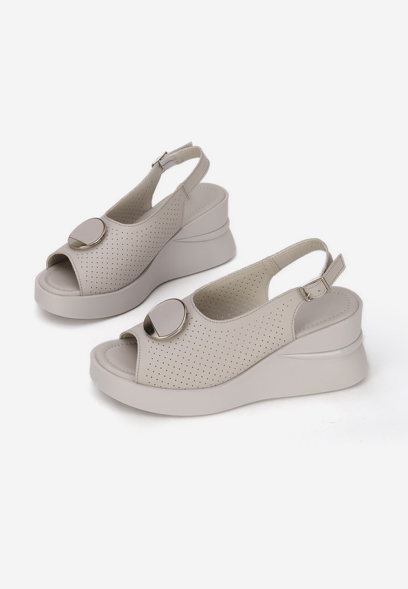 Zinalia szürke bőr platform szandál