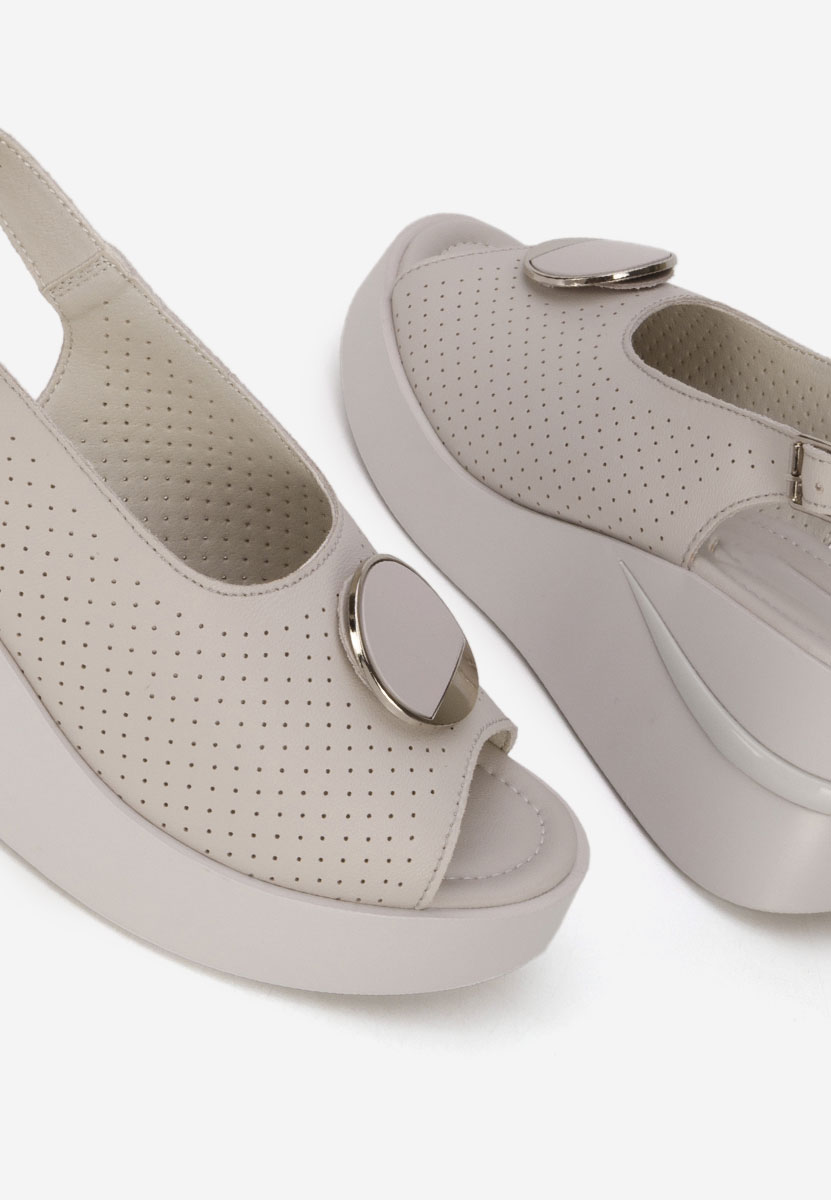 Zinalia szürke bőr platform szandál