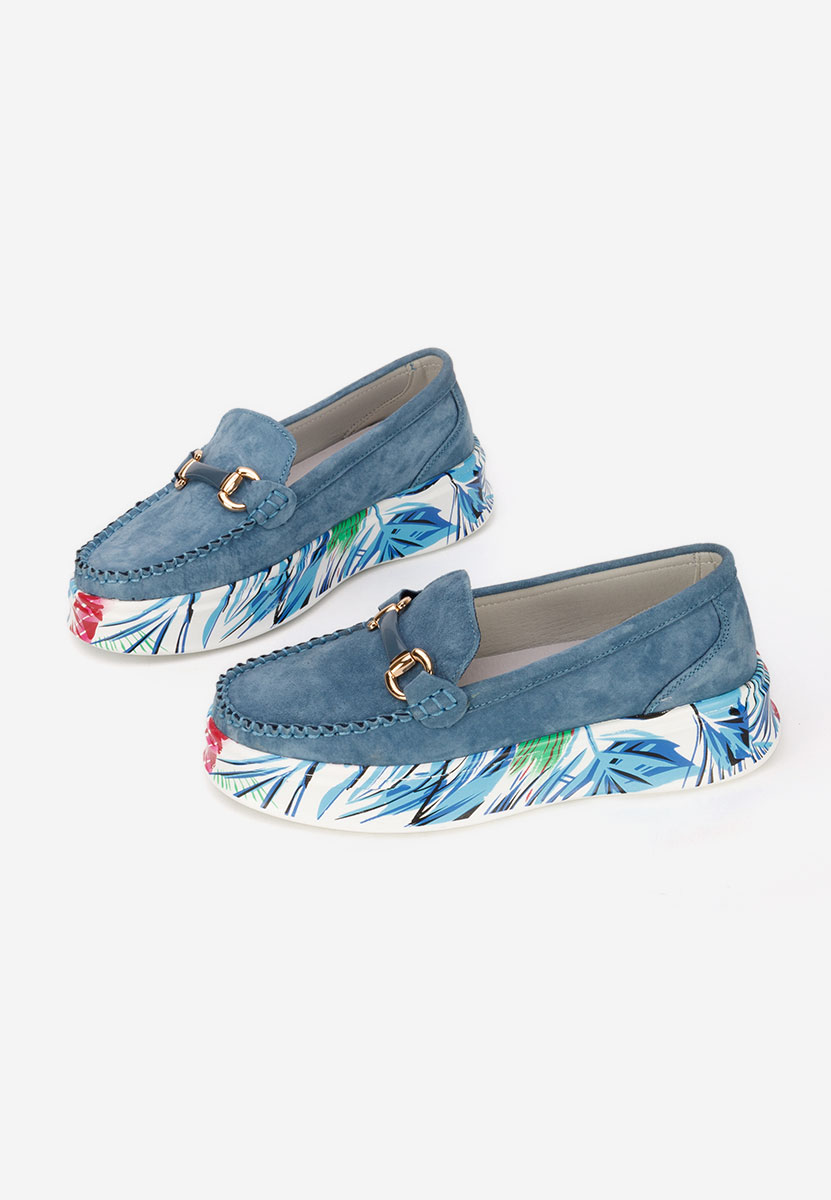 Tanielia kék női bőr mokaszin