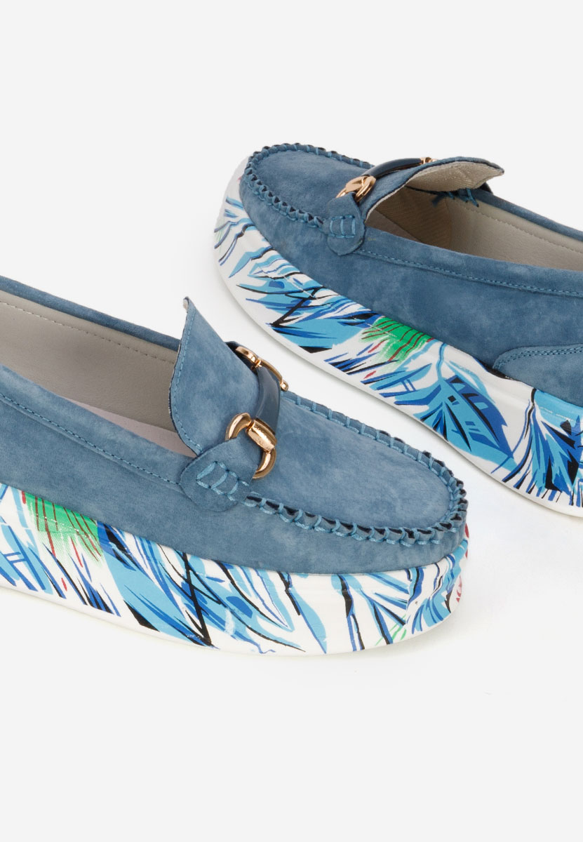 Tanielia kék női bőr mokaszin