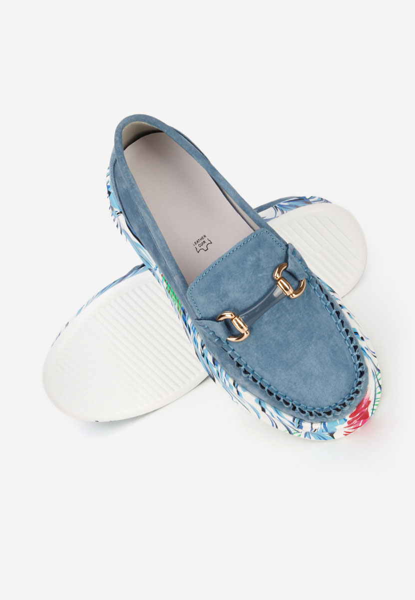 Tanielia kék női bőr mokaszin