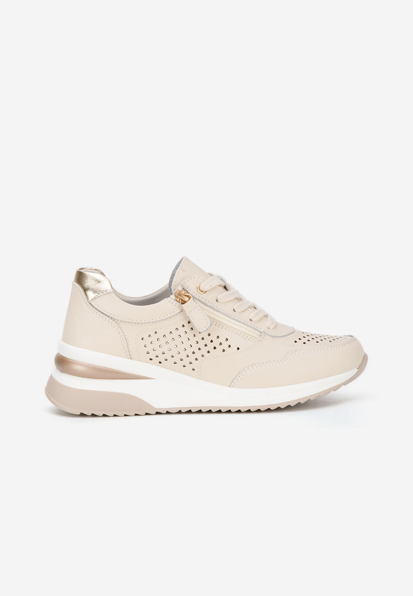 Abrienda bézs női bőr sneaker