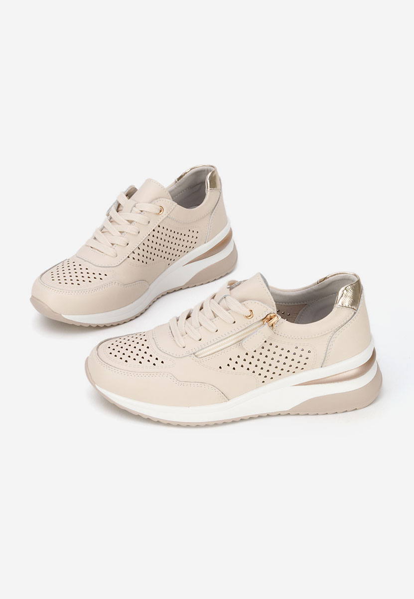 Abrienda bézs női bőr sneaker