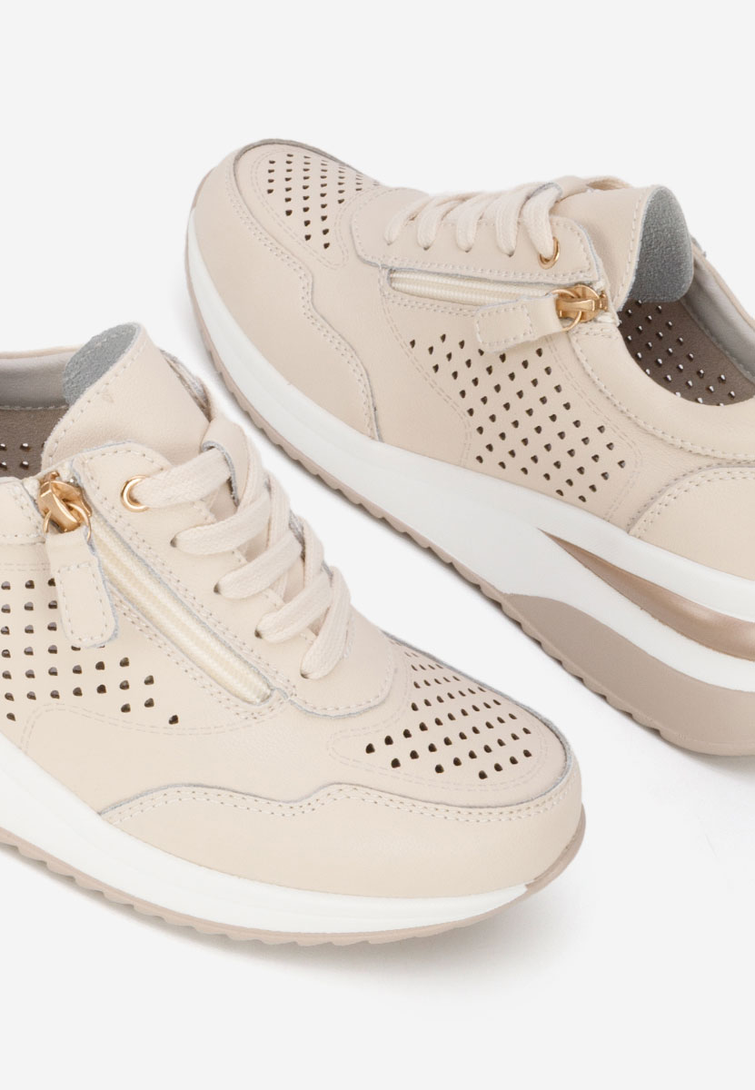 Abrienda bézs női bőr sneaker