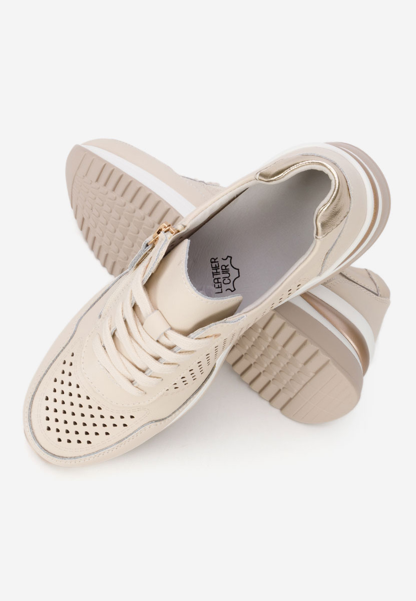 Abrienda bézs női bőr sneaker