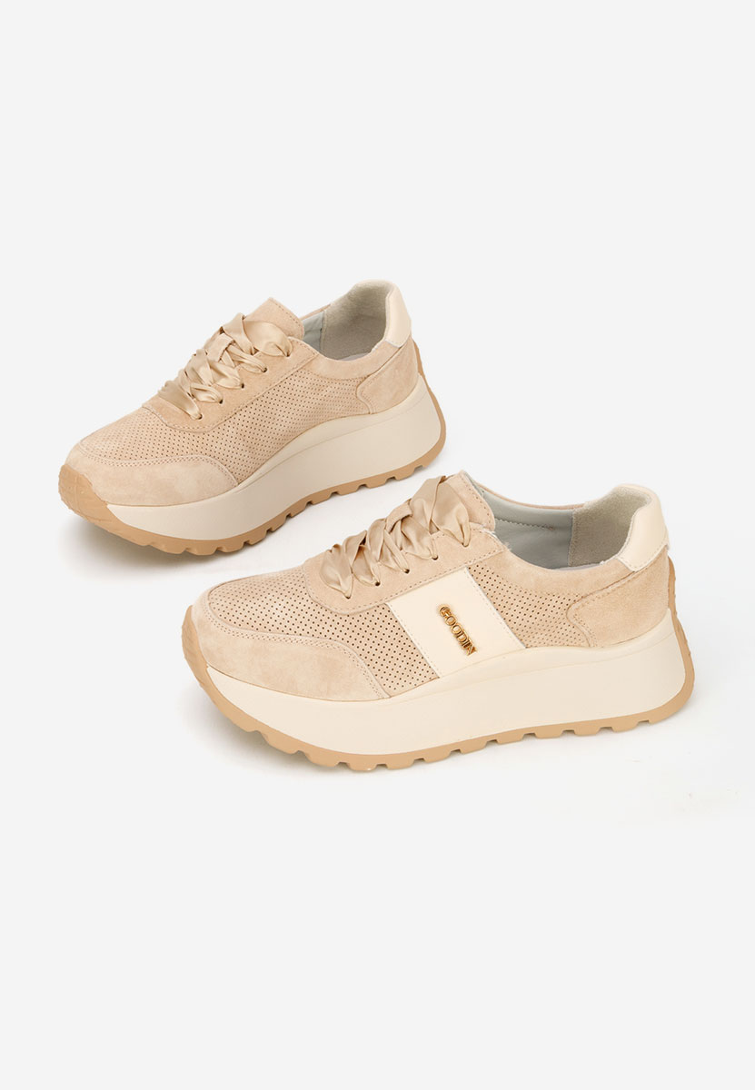Densia bézs telitalpú platform sneaker