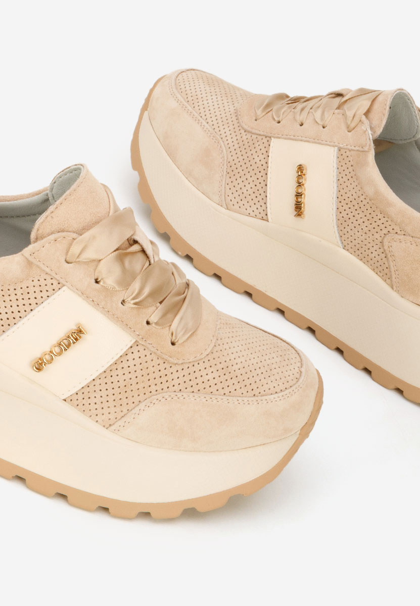 Densia bézs telitalpú platform sneaker