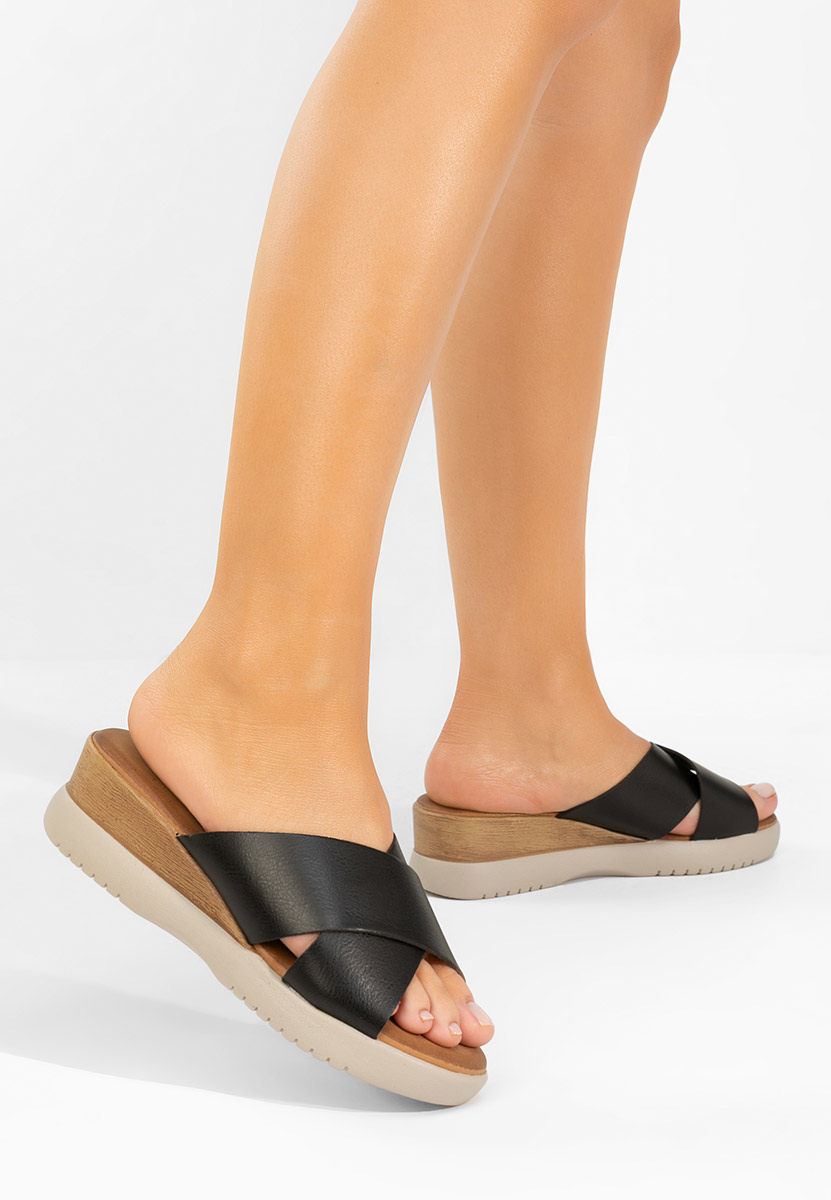 Jadie fekete telitalpú platform papucs