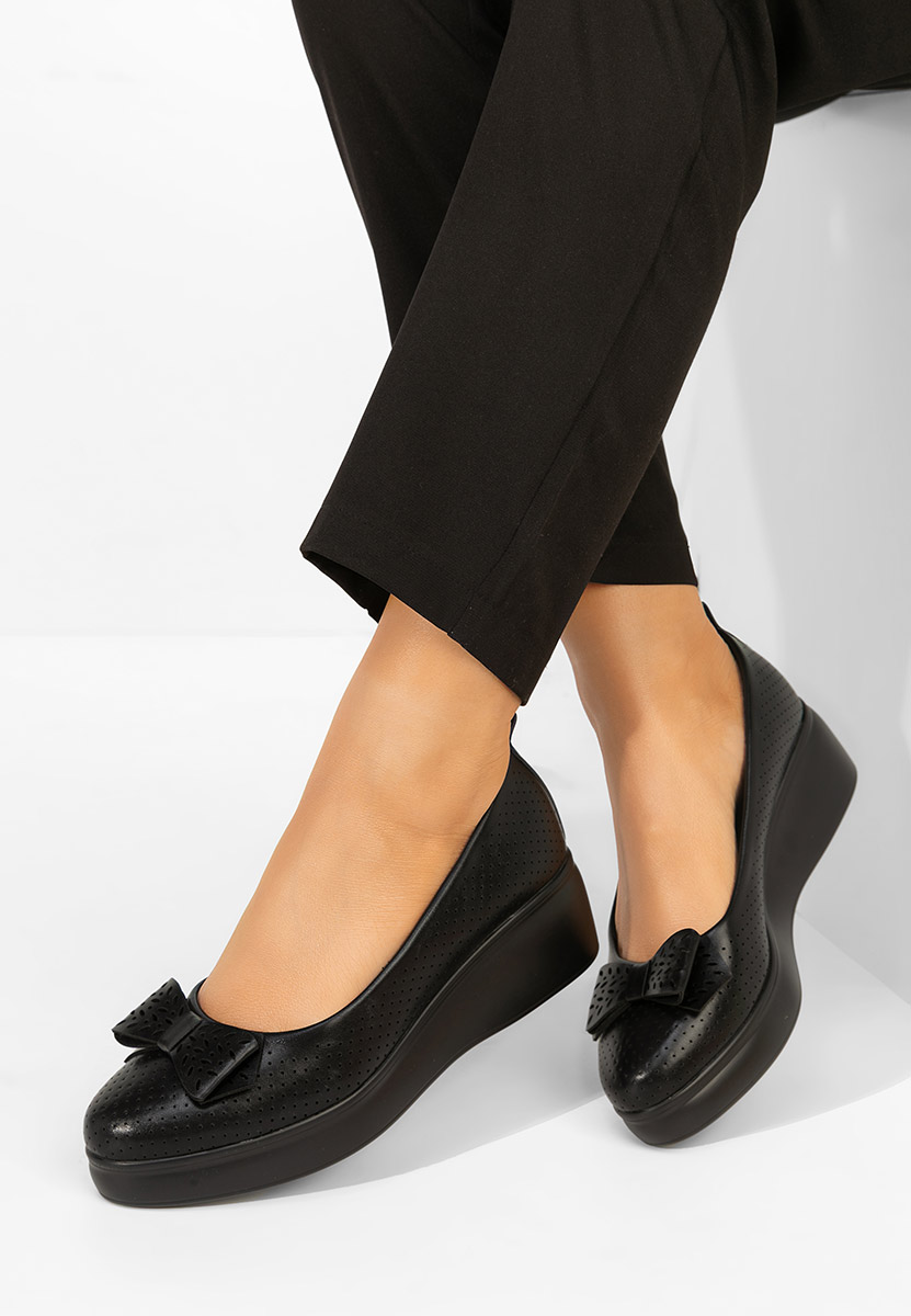 Latefa fekete telitalpú platform cipő