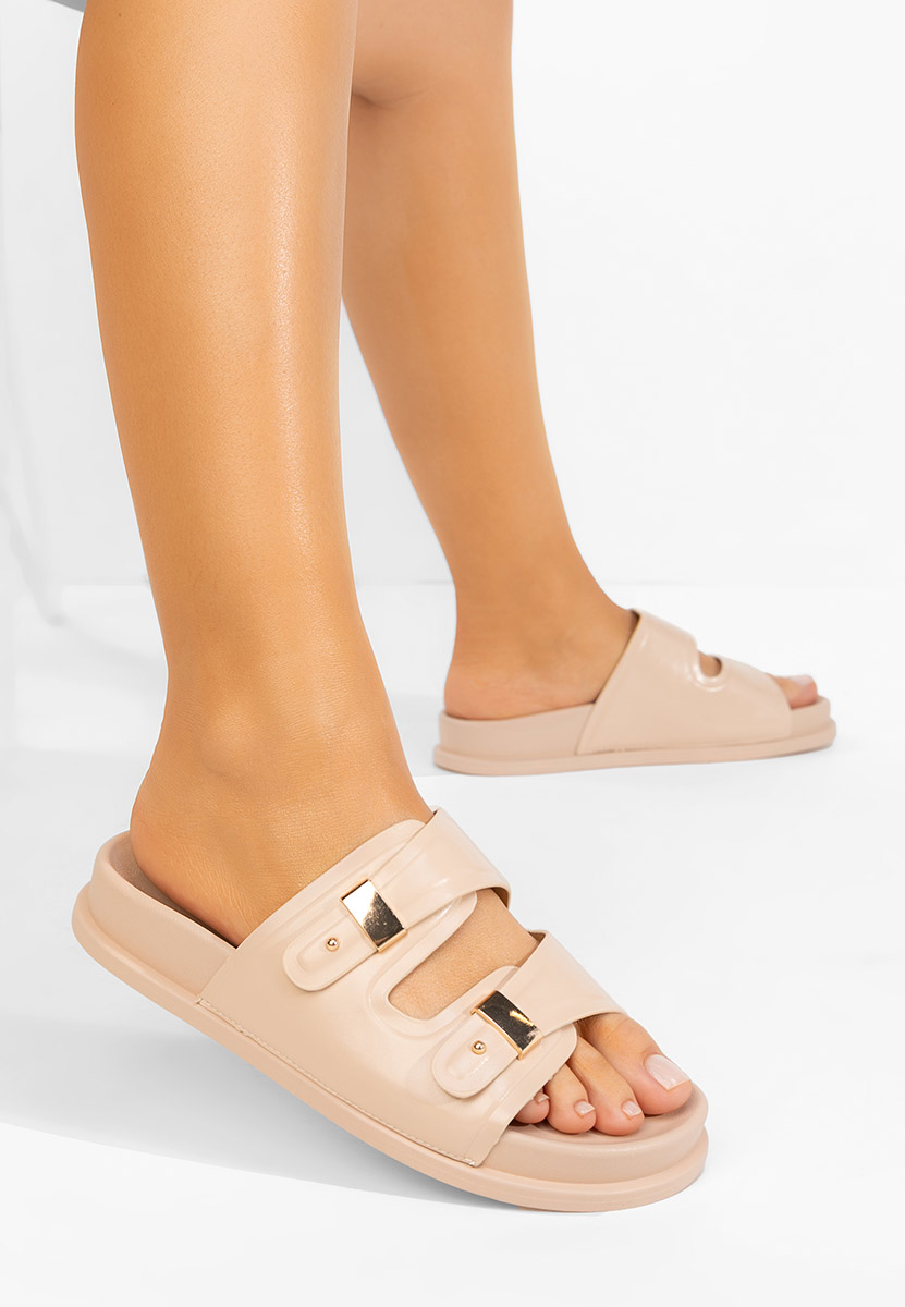 Carmenta bézs telitalpú platform papucs