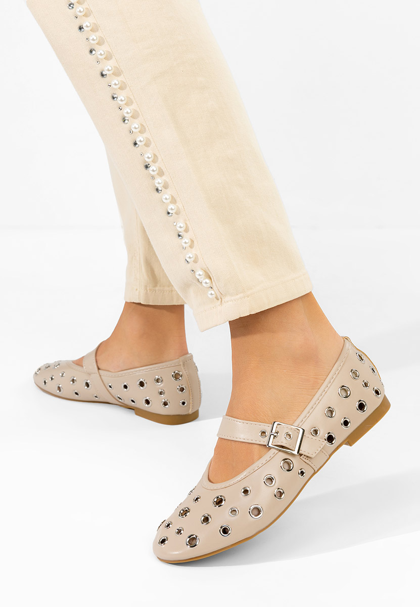 Fionia khaki pántos balerina cipő