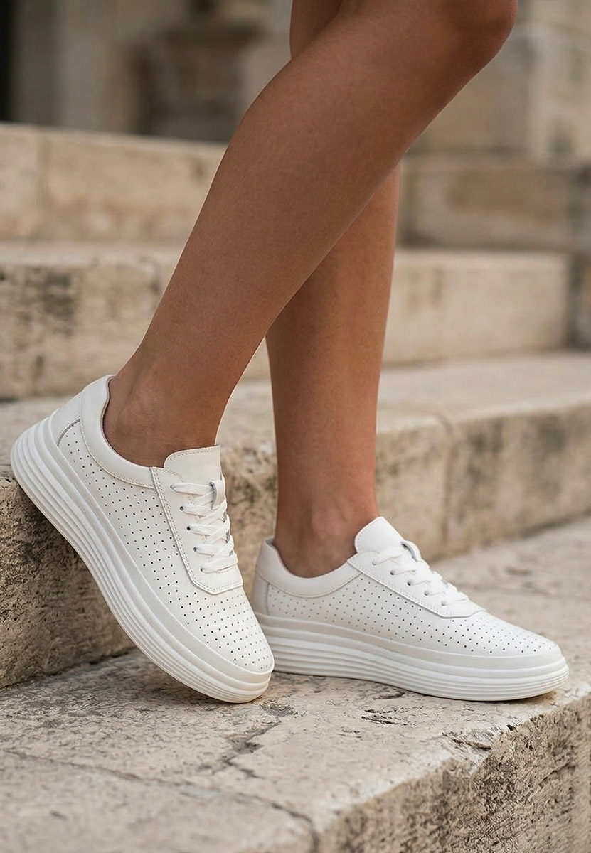 Nederia fehér női bőr sneaker