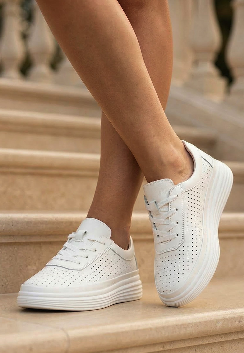 Nederia fehér női bőr sneaker