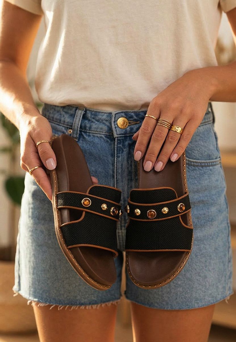 Cu talpa inalta raniella fekete női papucs