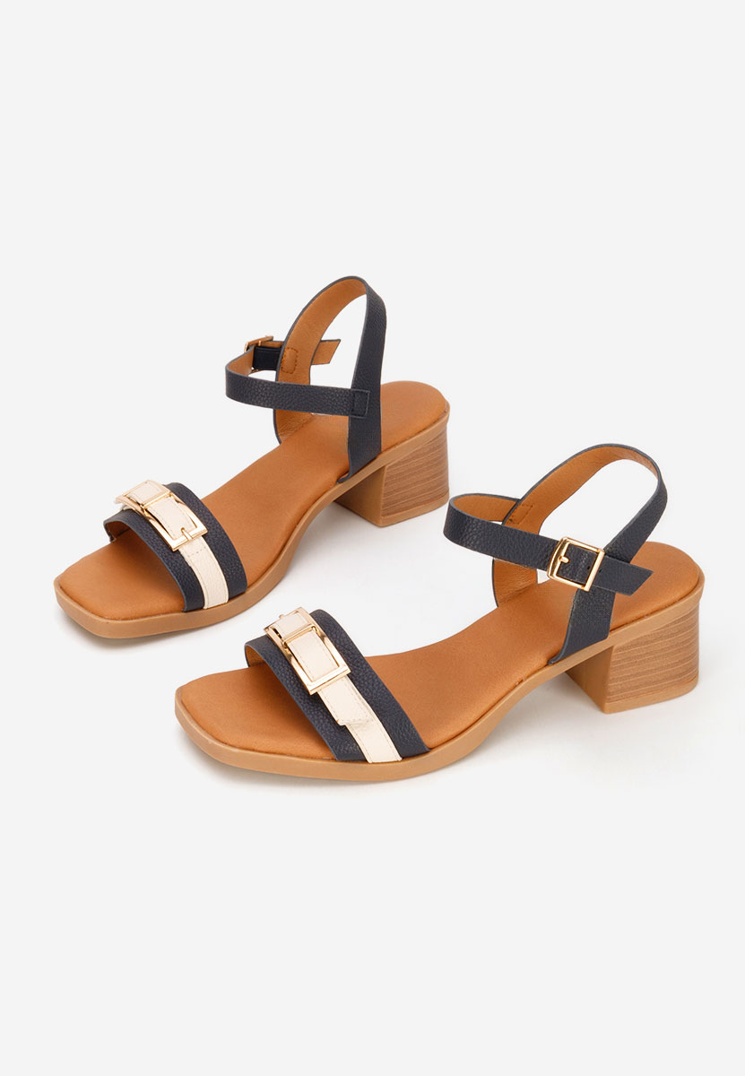 Iustinia tengerészkék vastag sarkú szandál 