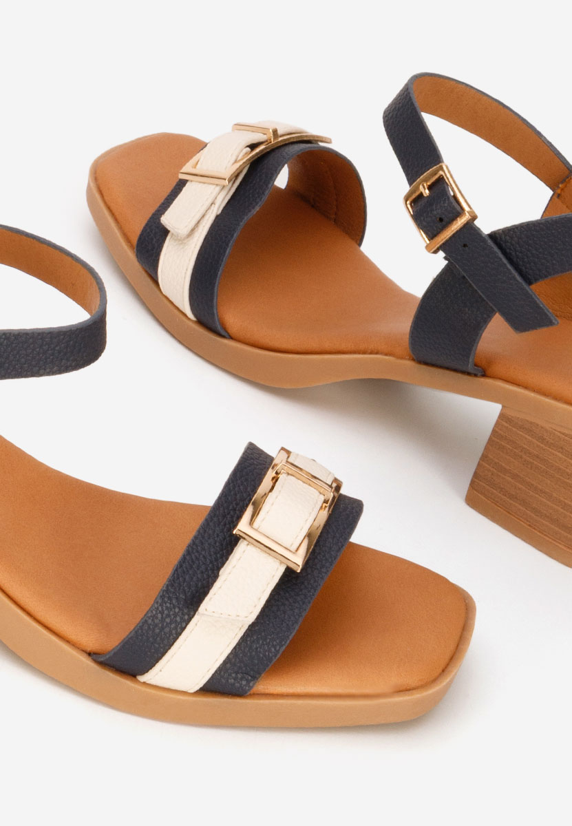 Iustinia tengerészkék vastag sarkú szandál 