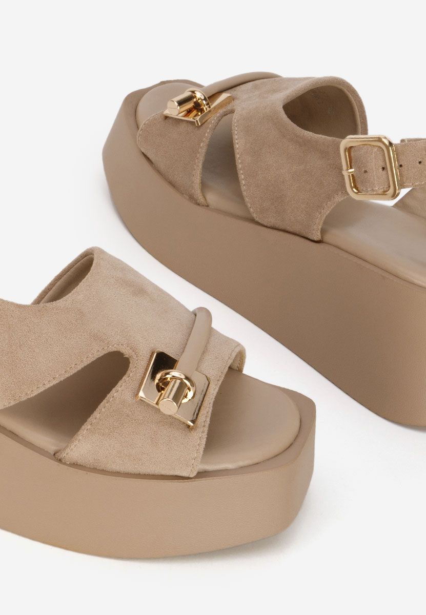 Levy khaki platform szandál