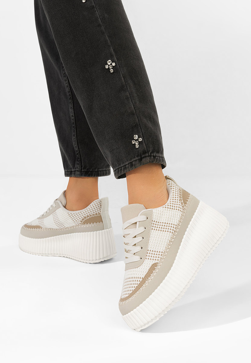 Tamylsa bézs telitalpú platform sneaker