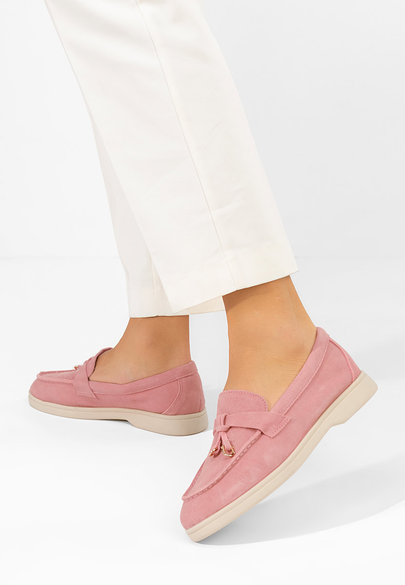 Ortansa rózsaszín női bőr mokaszin